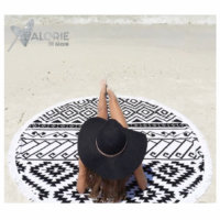 Black Round Beach Towel