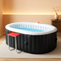 Black 2 Person Oval Inflatable Hot Tub With 90 Jets
