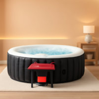 Black And White Inflatable Hot Tub 145 Gallon Jetted