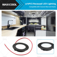 4/6x 12V Dimmable Spot Lights Suitable For Caravan & Boat Black Downlight Warm White AU