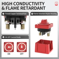 DaierTek Boat Battery Disconnect Switch Waterproof 12V 48V Battery Shut Off Switch ON/Off 300A Heavy Duty Kill Switch for Marine