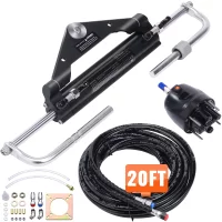 SucceBuy 150HP Hydraulic Outboard Steering Kit Boat Marine System, 20Ft Hose & Built-in Two-Way Lock Cylinder, Boat Accessories