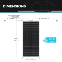 Renogy Solar Panel 50W/100W//150W/175W/200W 12V Lightweight Monocrystalline Semi-Flexible Off-Grid Charger for Marine RV Cabin