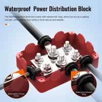 500A Bus Bar Waterproof Power Distribution Block with 2*5/16" 2*3/8" Studs 48V DC Automotive Marine Battery Terminal Block