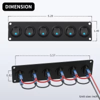 DaierTek 6 Gang Rocker Switch Panel 12V Round Toggle Switch Panel 3 Pin Light 12 Volt DC 20A SPST On-Off Switch for Marine Boat DaierTek 6 Gang Rocker Switch Panel 12V Round Toggle Switch Panel 3 Pin Light 12 Volt DC 20A SPST On-Off Switch for Marine Boat