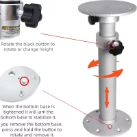 HWHONGRV Adjustable Pedestal Marine Caravan Motorhome Table Pedestal Stand Base 17.7-27 Inch Height Range for RV Marine Boat