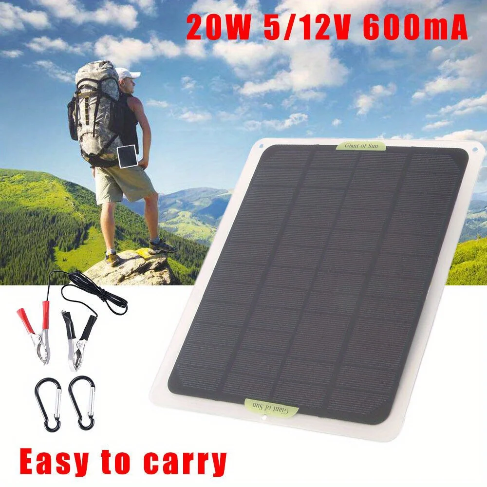 Sb1a02727e8534e4ab5a3eacb0de08e6ea.webp 20W Solar Panel 12V Trickle Charge Battery Charger for Marine, RV, and Car Maintainer