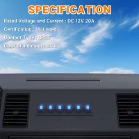 6 Gang Switch Panel 12V 20A Waterproof Round Rocker Switch Panel Blue LED Lighted 12 Volt Marine Toggle Switch Panel for Car