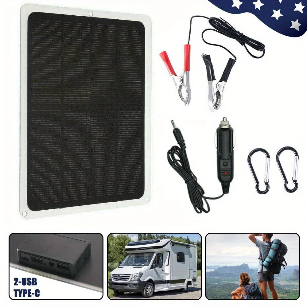 Sbe5715cd9a444202b157a611ccca4c564.webp 20W Solar Panel 12V Trickle Charge Battery Charger for Marine, RV, and Car Maintainer