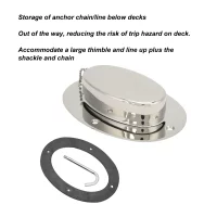 304 Stainless Steel Chain Deck Pipe with Rubber Gasket 6.32x4.47in Base 4.3x2.31in Hole Marine Yacht Accessories