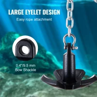 SucceBuy River Anchor 12 lbs Boat Anchor Cast Iron Black Vinyl-Coated with Shackle,  Mushroom Anchor Fit for Boats Up To 10 ft