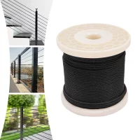 7 × 7 Portable Diy Strands Black 316 Stainless Steel Cable Rope 220ft For Railing System Industrial Marine, And Home Use