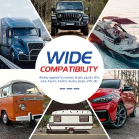 Marine Switch Panel Waterproof 12V 5 Gang Rocker Switch Panel Blue Lighted with Dual USB Socket & Voltmeter & Cigarette Lighter