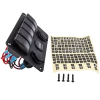 Universal 5-Gang Light On-Off Toggle Switch Panel 2 USB 12V for Car Boat Marine​