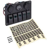 Universal 5-Gang Light On-Off Toggle Switch Panel 2 USB 12V for Car Boat Marine​