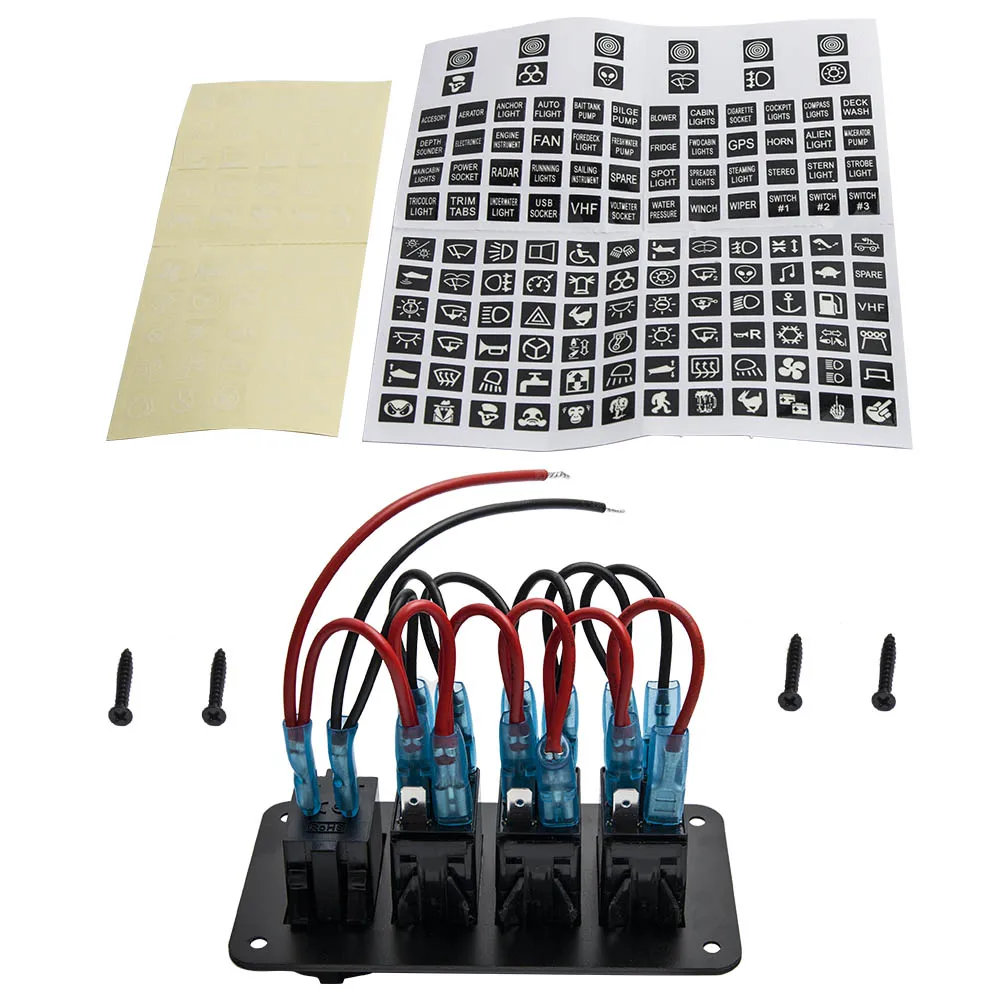 Se06862c1b96846d49c3947915f75d4c2C.webp 4-Gang Toggle Rocker Switch Panel w/ USB Red LED for Car Boat Marine RV Truck