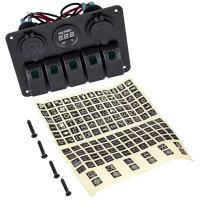 Universal 5-Gang Light On-Off Toggle Switch Panel 2 USB 12V for Car Boat Marine​