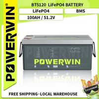 POWERWIN BT5120 51.2V 100Ah LiFePO4 Battery – 15K Cycles, 100A BMS, Solar/Marine-Grade for Off-Grid/RV/Solar Systems