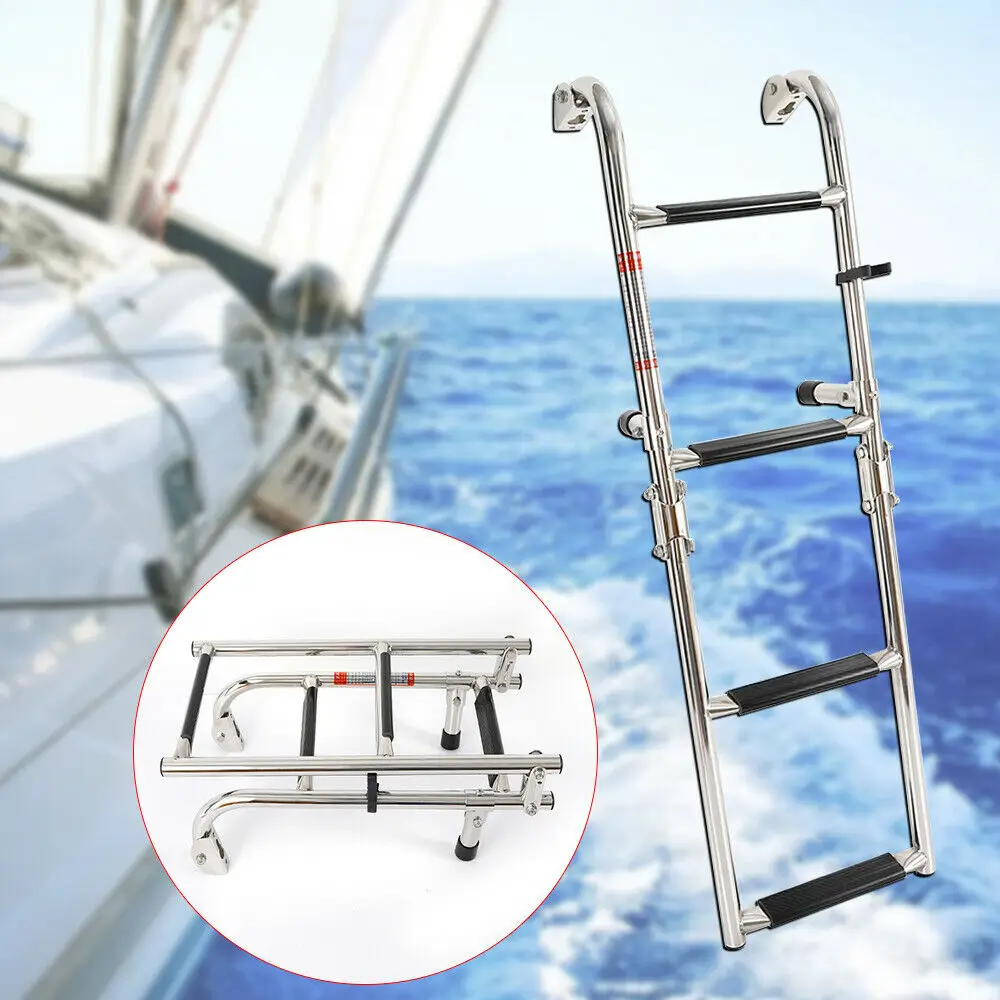 S72a427a44dda40d5aaee31e1608b9287g.webp Folding Marine Deck Ladder Stainless Steel Telescoping and Portable Deck Ladder Large Load-Bearing 300 Pounds