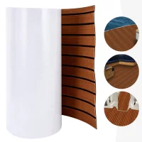 240x60cm/95x24in Boat Flooring EVA Foam Decking Sheet Faux Teak Marine Mat, 6mm Thick Non-Slip Self-Adhesive RV Yacht Carpet Pad