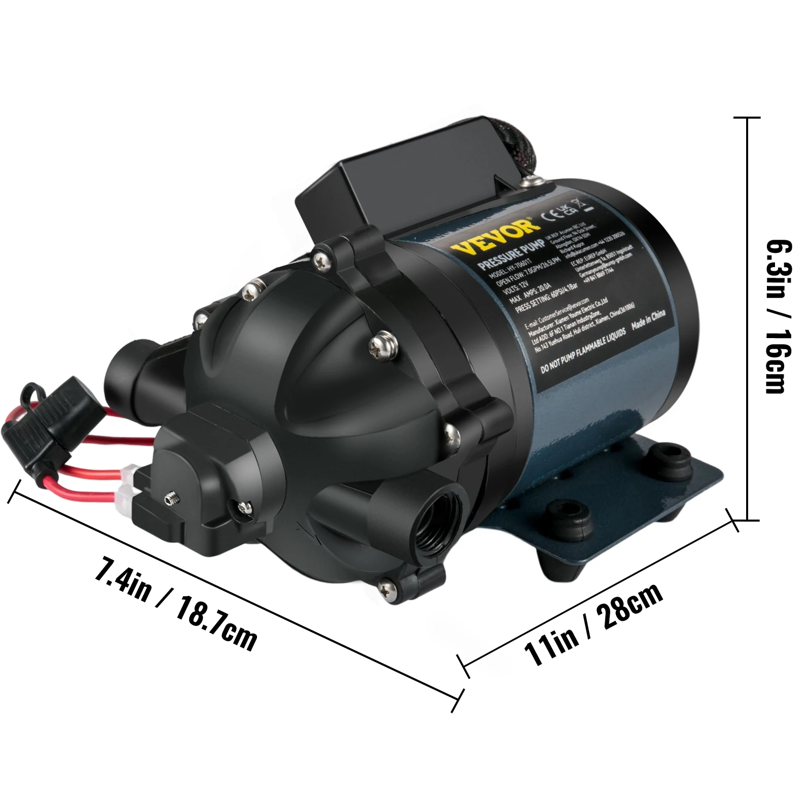 Sfef951e15f6b45d78149d31359b9e592k.webp SucceBuy Washdown Pump 12V RV Water Pump 7 GPM 60 PSI Max. 10FT Lift Self Priming for Marine Deck, Yacht, Caravan Motorhome Boat