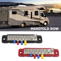 2Pcs Busbar Terminal Block with Cover 48V 180A Marine Bus Bar 12 Terminal Positive Negative Bus Bar for Truck Boat Car Camper RV