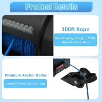 Electric Boat Anchor Winch Kit 12V with 100ft Anchor Rope Remote Control Heavy Duty Towing Winches for 24ft Fishing Boat