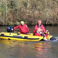 Inflatable Catamaran 3.3m (10'8) Fishing Boat With Motor Engine For Pulling Casualties From The Water In Rescue Situations