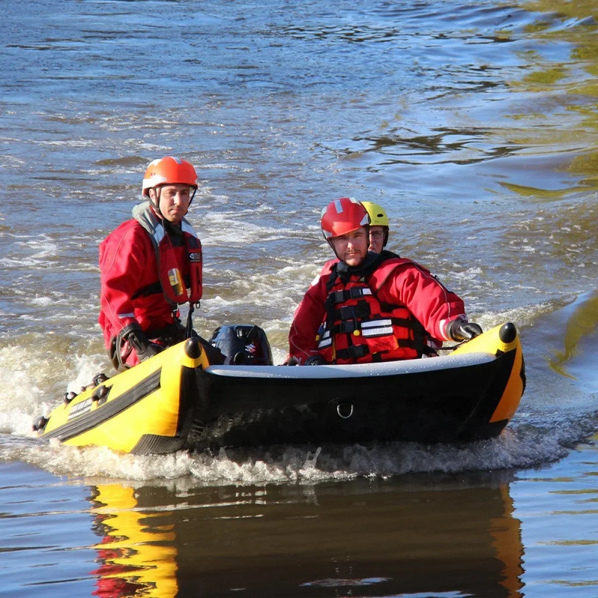 S24816c7643464583b2e6b220415b7d35B-1.webp Inflatable Catamaran 3.3m (10'8) Fishing Boat With Motor Engine For Pulling Casualties From The Water In Rescue Situations