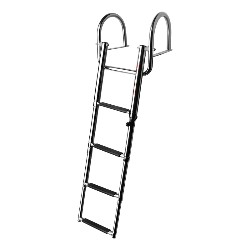 Se29fd585b93f463eb774c680783241f4v.webp 4 Step Stainless Boat Boarding Telescoping Ladder Sliding Folding Swimming Launching Ladder With Handrail