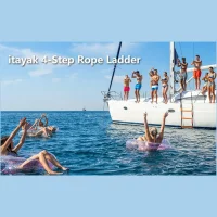 Boat Rope Ladder 600lbs Folding 4-Step Fishing Boat Rope Ladder Marine Climbing Stairs for Travel Outdoor Yacht Water Activities