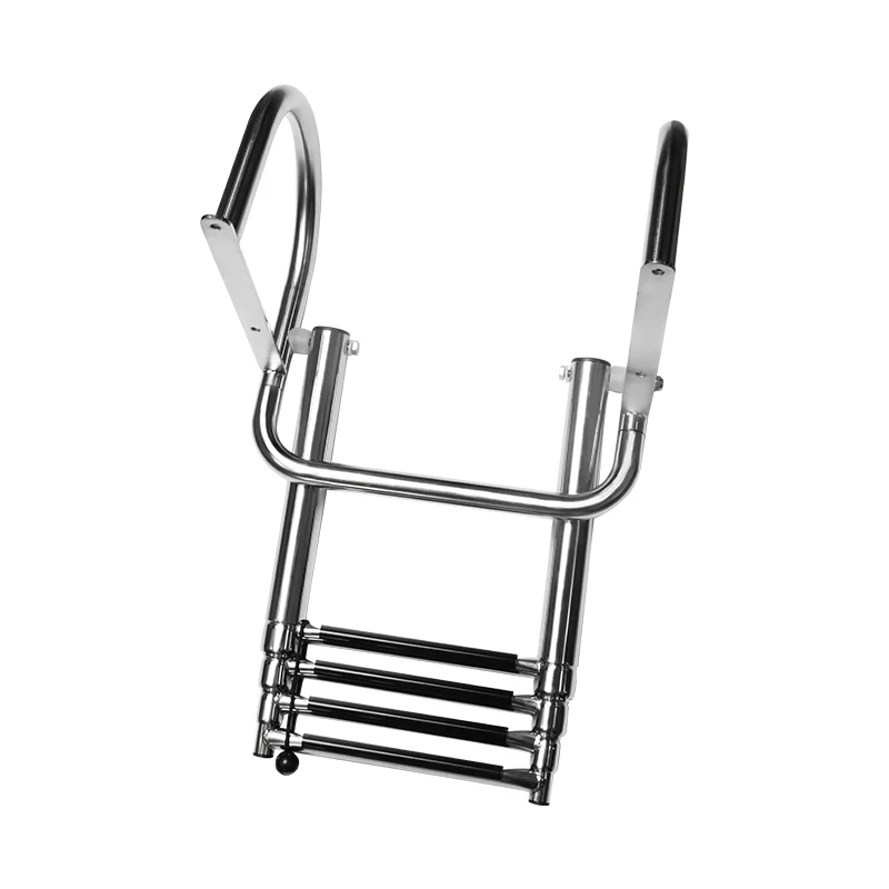 Sfa3a2c861db943ca9ad980c039cf0be4o.webp 4 Step Stainless Boat Boarding Telescoping Ladder Sliding Folding Swimming Launching Ladder With Handrail