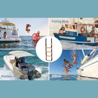 Boat Rope Ladder 600lbs Folding 4-Step Fishing Boat Rope Ladder Marine Climbing Stairs for Travel Outdoor Yacht Water Activities
