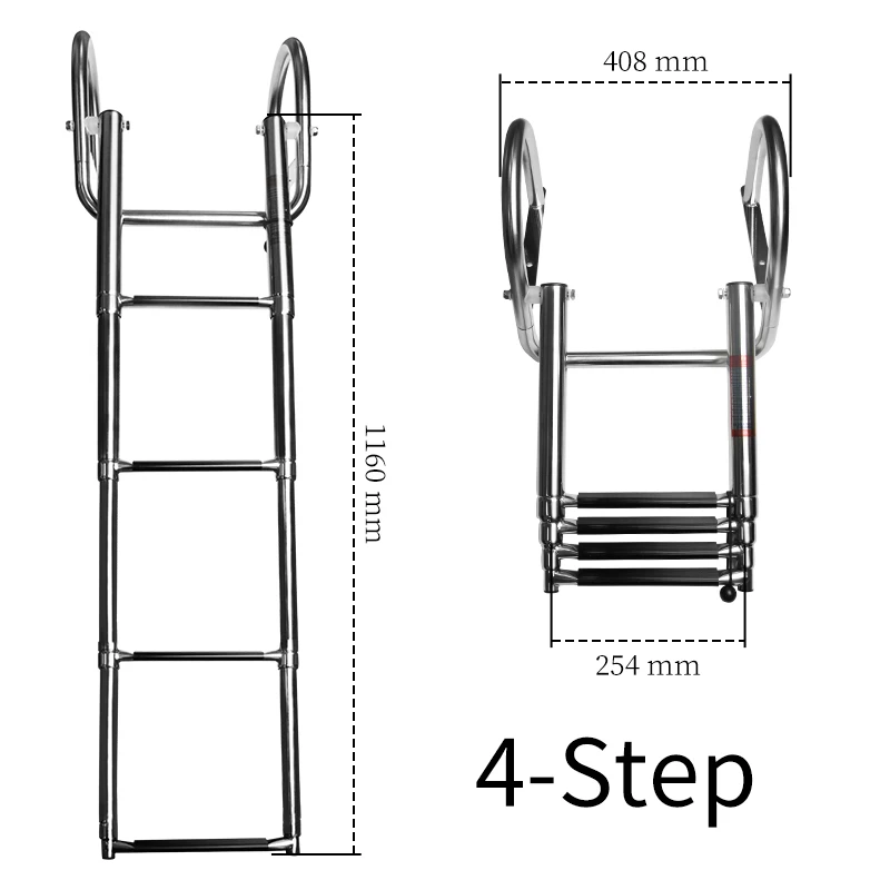 Sfadee8f636a74859b11a8e9551fdfd4bS.webp 4 Step Stainless Boat Boarding Telescoping Ladder Sliding Folding Swimming Launching Ladder With Handrail