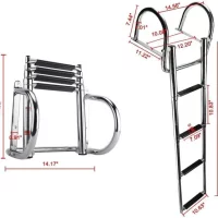 Boat Accessories Stainless Steel Boat Boarding Telescoping Ladder Sliding folding swimming Launching ladder With handrail