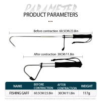 Fishing Tools 60cm Telescopic Gaff Stainless Steel Sea Spear Hook Ice Gaff Fishing Hook Tackle