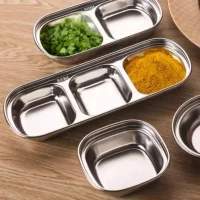 304 Stainless Steel 3-compartment Dip Tray Seasoning Sauce Seasoning Tray BBQ Restaurant Cutlery 304 Stainless Steel 3-compartment Dip Tray Seasoning Sauce Seasoning Tray BBQ Restaurant Cutlery