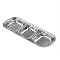 304 Stainless Steel 3-compartment Dip Tray Seasoning Sauce Seasoning Tray BBQ Restaurant Cutlery 304 Stainless Steel 3-compartment Dip Tray Seasoning Sauce Seasoning Tray BBQ Restaurant Cutlery