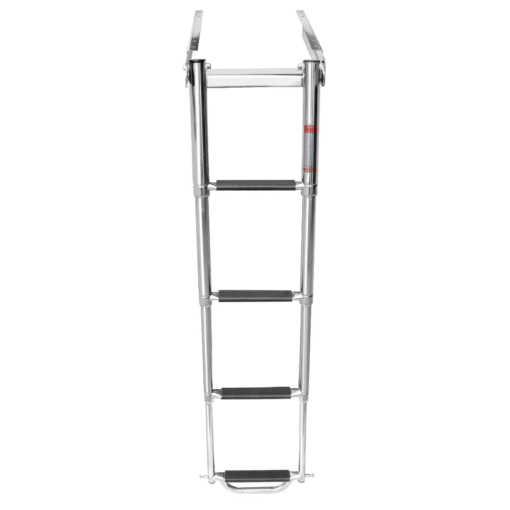 S4b89c73ed3c5454fb69667f1947aa4afW.webp Boat Accessories Marine 4 Step Under Platform Boat Ladder Stainless Steel Boarding Telescoping Ladder With The Handle