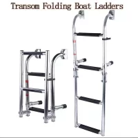 Stainless Steel 3 Step Folding Boat Ladder 2+1 Steps Portable Swim Ladder Telescoping Stepladder for Marine Yacht Boat and More