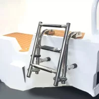 Stainless Steel 3 Step Folding Boat Ladder 2+1 Steps Portable Swim Ladder Telescoping Stepladder for Marine Yacht Boat and More