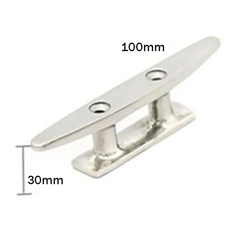 S81f17230fb0e4af8b68d13a39e3d128bk.webp PolarLander 4" Marine Boat Deck Rope Tie Low Flat Cleat 2 Hole Hardware 316 Stainless Steel Accessories