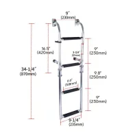 Stainless Steel 3 Step Folding Boat Ladder 2+1 Steps Portable Swim Ladder Telescoping Stepladder for Marine Yacht Boat and More