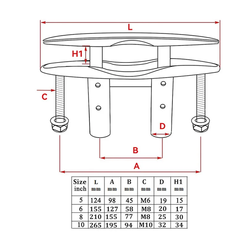S49474a068f0740a7bec368e1a1c09c95Z.webp 1 Piece Boat Pull Up Deck Cleat 316 Stainless Steel Retractable Heavy Duty Flush Mount Cleat Boat