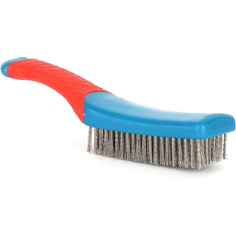 Sfd657331a1ad4c81ad02e34959cead99f.webp Heavy Duty Stainless Steel Wire Brush with Comfortable Plastic Handle - Perfect for Removing Rust, Welding Slag, Dirt, and Paint