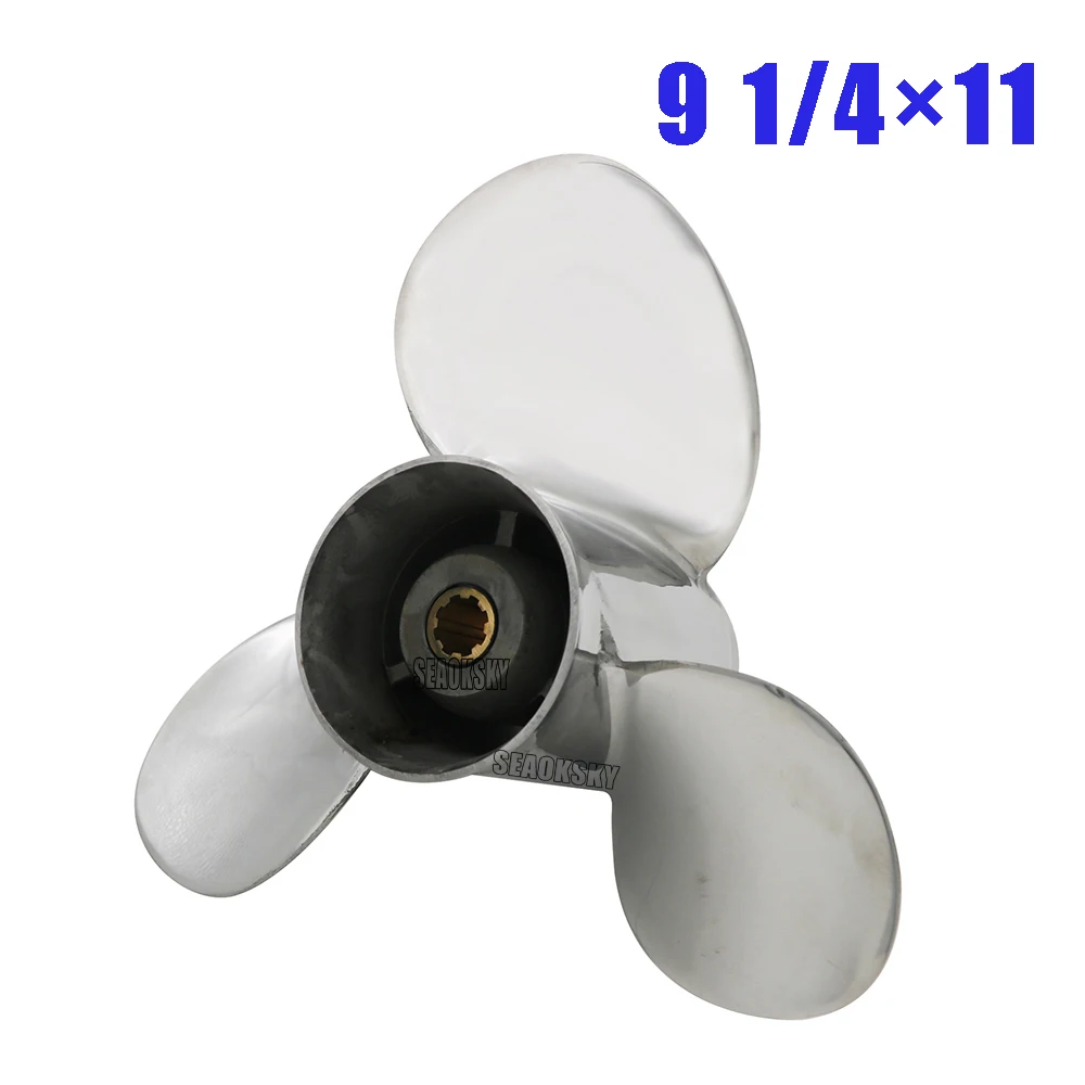 S051f0f0e44e74e22b059ed0b43b221fcS.webp Boat Motor Stainless Steel Propeller 9 1/4X11-J for Yamaha 9.9Hp 15Hp Outboard Engine 63V-45943 63V-45943-10-00 63V-45943-00