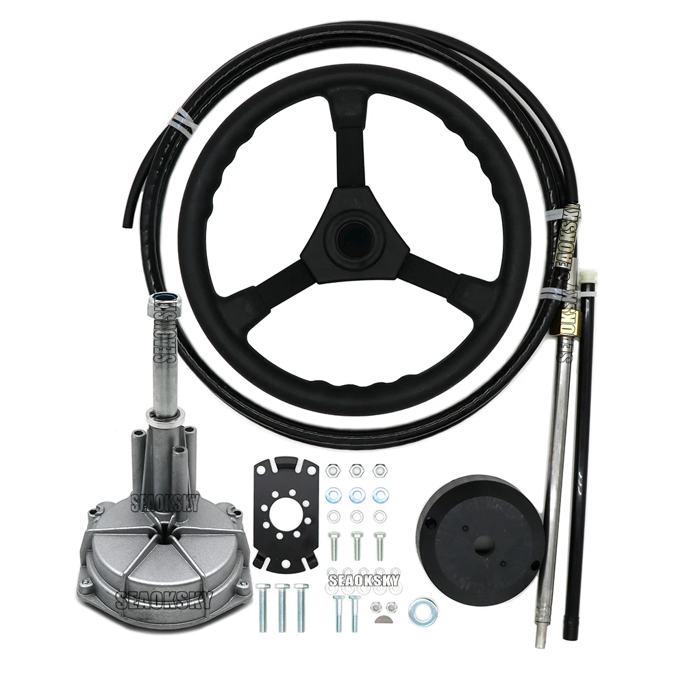 Sfeb206130be844518d29b0003d32ed1ei.webp Outboard Boat Steering System Outboard Single Turbine Rotating W/ Marine Steering Wheel Cable 12FT