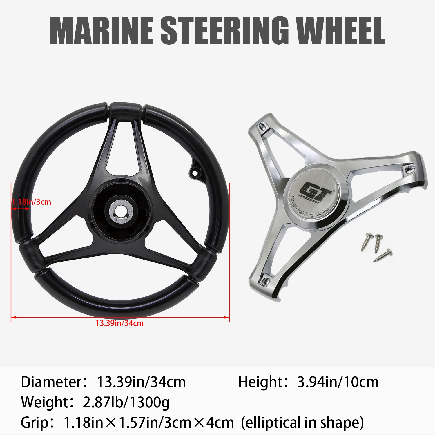 S3a7690215df846599e47788a4193fdd3K.webp GT Marine Steering Wheel, polyamide marine boat front operation outboard motor console steering direction control rudde