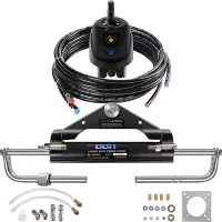 Marine Boat 200HP Hydraulic Outboard Steering System Kit With Steering Wheel,Hydraulic Cylinder,Helm Pump,Tubing
