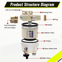 10 Micron R12T Boat Marine Rotation Oil Fuel Filter Water Separator fr Speedboat